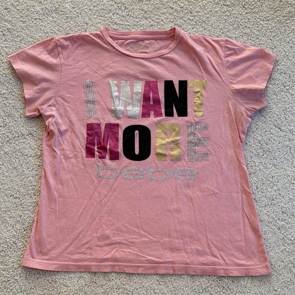 Bebe Vintage Pink I Want More Bebe Graphic Tee